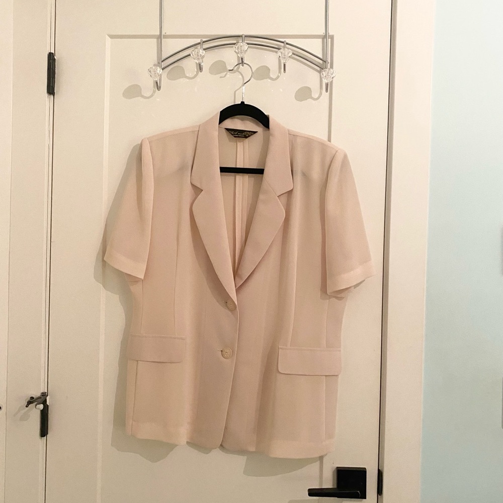 ORA Made - Short Sleeve Blazer - Lamb Wool - Pale Creamy Pink - Size Large (L)